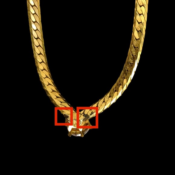 Vintage Gold Tone Herring Bone Chain Clear Rhinestone Torque Shaped Necklace - Picture 6 of 6